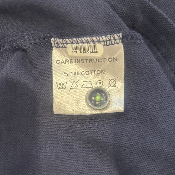 INTERNATIONAL LAUNDRY 100% Cotton Short Sleeve Men's Navy Pique Polo White Tip M - Picture 4 of 5